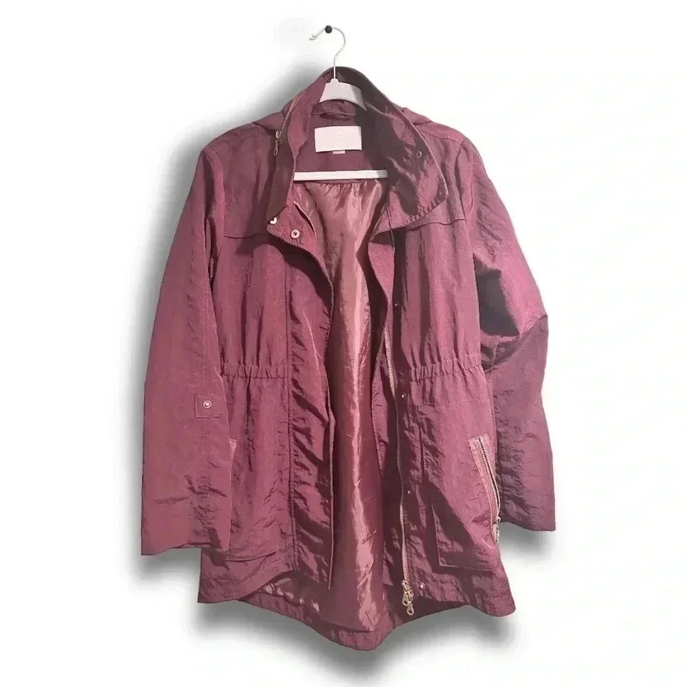 TART Collection Cory Jacket Lightweight Hooded Zip Rain Coat Windbreaker, XS